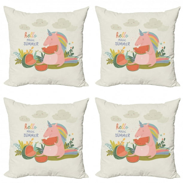 18x18 Unicorn Gifts Funny Kindergarten Teacher Magical Floral Throw Pillow Multicolor 